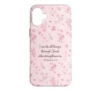 I Can Do All Things Through Christ Philip 4:13 Pink Flora Case for iPhone 16 Plus