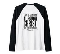 I Can Do All Things Through Christ Philippians 4 13 Faith Raglan Baseball Tee