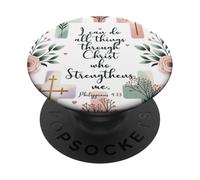 I Can Do All Things Through Christ Philippians 4:13 Floral PopSockets Adhesive PopGrip