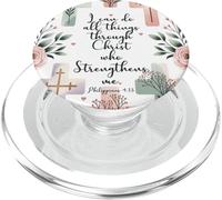 I Can Do All Things Through Christ Philippians 4:13 Floral PopSockets PopGrip for MagSafe