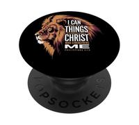 I Can Do All Things Through Christ Philippians Lion Faith PopSockets Adhesive PopGrip