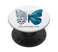 I Can Do All Things Through Christ Religious Butterfly Art PopSockets Adhesive PopGrip