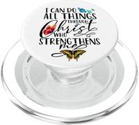 I Can Do All Things Through Christ Religious Butterfly Art PopSockets PopGrip for MagSafe
