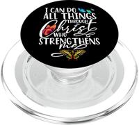 I Can Do All Things Through Christ Religious Butterfly Art PopSockets PopGrip for MagSafe