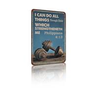 "I Can Do All Things Through Christ Which Strengtheneth Me Philippians 4:13" Vintage Inspirational Metal Sign Decor for Gym, Study, Bedroom, Entryway, Office - 8x12 Inches Encouraging Decor (26023)
