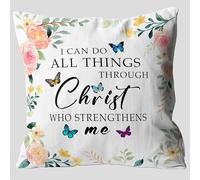 I Can Do All Things Through Christ Who Strengthens Me, Best Christmas Birthday Gifts for Men & Women, Inspirational Quotes, Bible Quotes, Pillow Covers for Home Sofa Bed Room Office18 x18.(016)