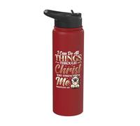 I Can Do All Things Through Christ Who Strengthens Me Cats Stainless Steel Insulated Water Bottle