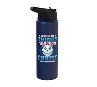 I Can Do All Things Through Christ Who Strengthens Me Cats Stainless Steel Insulated Water Bottle