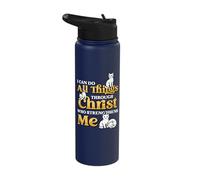 I Can Do All Things Through Christ Who Strengthens Me Cats Stainless Steel Insulated Water Bottle