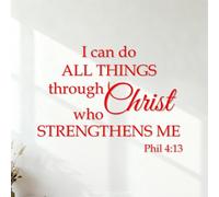 I can do All Things Through Christ who Strengthens me Inspiration Wall Decals Paster Paper Window Decals 35x47.6cm Red