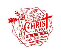 i can do All Things Through Christ who Strengthens Wall Decals 42x47.4cm Personalized Customization Red