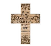 I Can Do All Things Through Christ Who Strengthens Wood Wall Art Cross Plaque Home Decor Wall Crosses Sign 8.5x12 inch