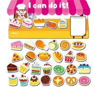 “I CAN DO IT” Token Board, Magnetic Reward Chart with 31 Snack Magnets, Market-themed Reward System Board, Incentive Chart for Good Behavior and Responsibility, Great for Toddlers, Kids, Students