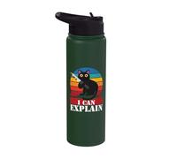 I Can Explain Funny Cat with Knife Stainless Steel Insulated Water Bottle