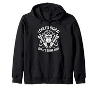 I Can Fix Stupid But It's Gonna Hurt Monkey Mechanic Zip Hoodie