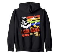 I Can Game All Night Long Retro Arcade Joystick Zip Hoodie