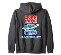 I Can Game All Night Long Retro Gaming Arcade Zip Hoodie