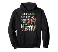 I Can Get You On The Naughty List Flamingo Christmas Lights Pullover Hoodie