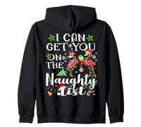 I Can Get You On The Naughty List Flamingo Christmas Lights Zip Hoodie