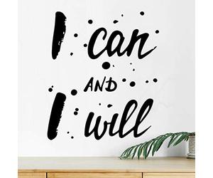 I can I Will Wall Gym Art Decal Quotes Stickers Home Motivational Quote Sticker Kitchen Vinyl Decor Inspirational Fitness Posters Motivation Mural Picture Exercise Canvas Pain Weight Workout Decal