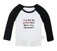 I Can Melt My Grandads Heart Whats Your Superpower Funny Slogan Tshirt, Infant Baby T-Shirt, Newborn Tops, 0-24Months Kids Graphic Tees, Toddler Cotton Clothes