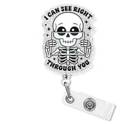 I Can See Right Through You Badge Reel Retractable 1.8 Inches Radiology Tech X-Ray Imaging Technologist Funny Nurse RN Cute CNA Id Badge Holder Acrylic Accessories for Office Medical Worker Teacher