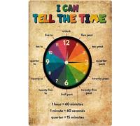 I Can Tell The Time Metal Tin Signs Time Conversion Chart Posters Wall Decor for Children's General Education Plaque Art Home Room Farmhouse School Decor 8x12 Inch