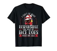 I Cant Be Made Responsible, Grumpy Black Cat Christmas 2021 T-Shirt