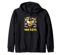 I Can't Believe Its Been 100 Days Cute Bee 100th Day School Zip Hoodie