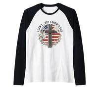 I Can't But I Know A Guy Jesus Cross Funny Christian Raglan Baseball Tee