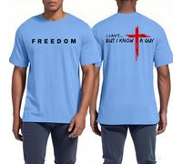 I Can't But I Know A Guy Shirt Men, Freedom Graphic Tees for Men Short Sleeve Tops Carolina Blue