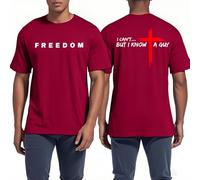 I Can't But I Know A Guy Shirt Men, Freedom Graphic Tees for Men Short Sleeve Tops Claret