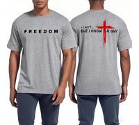 I Can't But I Know A Guy Shirt Men, Freedom Graphic Tees for Men Short Sleeve Tops Grey