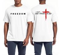 I Can't But I Know A Guy Shirt Men, Freedom Graphic Tees for Men Short Sleeve Tops White