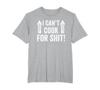 I Can't Cook for Shit Funny T-Shirt, Men's Big and Tall, Heather Grey, 6X Tall