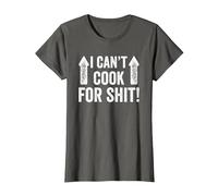 I Can't Cook for Shit Funny T-Shirt, Women, Asphalt Grey, Large