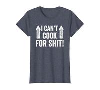I Can't Cook for Shit Funny T-Shirt, Women, Heather Blue, Large