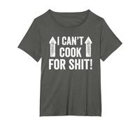 I Can't Cook for Shit Funny T-Shirt, Women's Plus, Asphalt Grey, 5X
