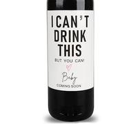 I Can't Drink This But You Can - Pregnancy Announcements Wine Labels, Baby Announcement Wine Labels, Pregnancy Reveal Ideas, Pregnancy Announcements for Family, Funny Wine Bottle Labels (Set of 10)