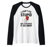 I Can't Fix Stupid But I Can Make It Go Away Soccer Ref Raglan Baseball Tee
