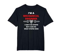 I Can't Fix Stupid - Funny Sarcastic Mechanic T-Shirt, Men's Big and Tall, Black, 3X Tall