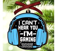 I Can't Hear You I'm Gaming Headphones Ornament - Gamer Christmas Ornaments for Teen Boys - Video Gamer Gifts - Gaming Christmas Decorations - 2 Layers Wood Acrylic Ornaments