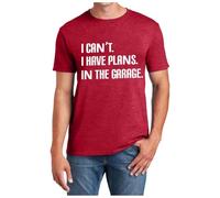I Can't I Have Plans In The Garage Funny T Shirt For Car Mechanic - Sarcastic Design for Men Women - Breathable Cotton Material, red, XXL