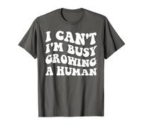 I Can't I'm Busy Growing A Human Future Mom Quotes Funny T-Shirt, Men, Asphalt Grey, 3X-Large
