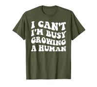 I Can't I'm Busy Growing A Human Future Mom Quotes Funny T-Shirt, Men, Olive Green, 3X-Large