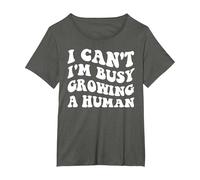I Can't I'm Busy Growing A Human Future Mom Quotes Funny T-Shirt, Women's Plus, Asphalt Grey, 6X