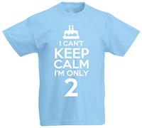 I Can't I'm Only 2-2nd Birthday Gift T-Shirt for 2 Year Old Boys and Girls (Light Blue)