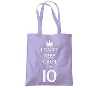 I Can't Keep Calm I'm 10 - Tote Shopping Bag - 10th Birthday Girl Boy 10 Years Old One size lavender purple