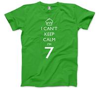 I Can't Keep Calm I'm 7 Kids T-Shirt - Green 7-8 Years