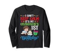 I Can't Keep Calm It's My Grandson's 1st Birthday Party Cake Long Sleeve T-Shirt